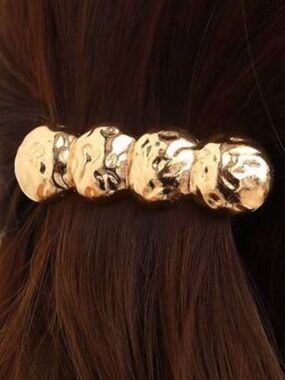 Gold Sculpted Barrette Hair Clip - Women Accessories
